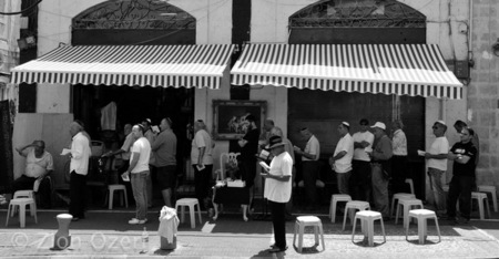 "Noontime prayer services, Flea market, Yafo, Tel Aviv