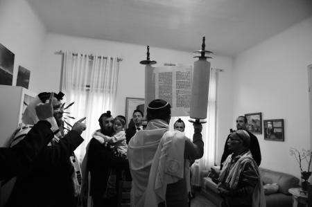Morning Services, Chabad Rabbi home, Zagreb, Croatia. 